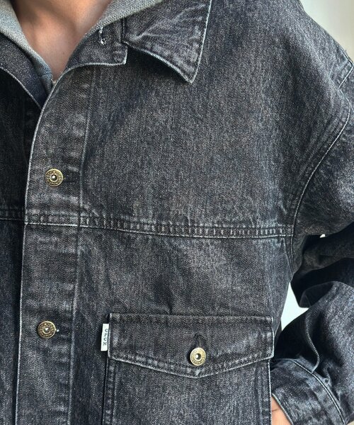 CPCM(シーピーシーエム)の「USAコットンデニムカバーオール(デニムジャケット・レディース・ブラック/アイボリー/ネイビー/ブルー・MEDIUM/LARGE)」の17枚目の写真