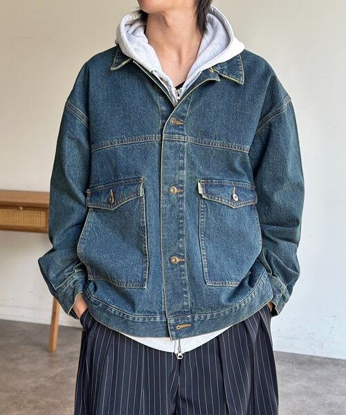 CPCM(シーピーシーエム)の「USAコットンデニムカバーオール(デニムジャケット・レディース・ブラック/アイボリー/ネイビー/ブルー・MEDIUM/LARGE)」の18枚目の写真