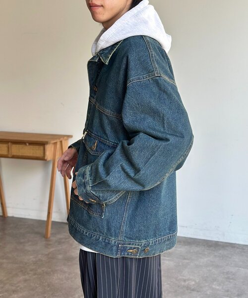 CPCM(シーピーシーエム)の「USAコットンデニムカバーオール(デニムジャケット・レディース・ブラック/アイボリー/ネイビー/ブルー・MEDIUM/LARGE)」の19枚目の写真