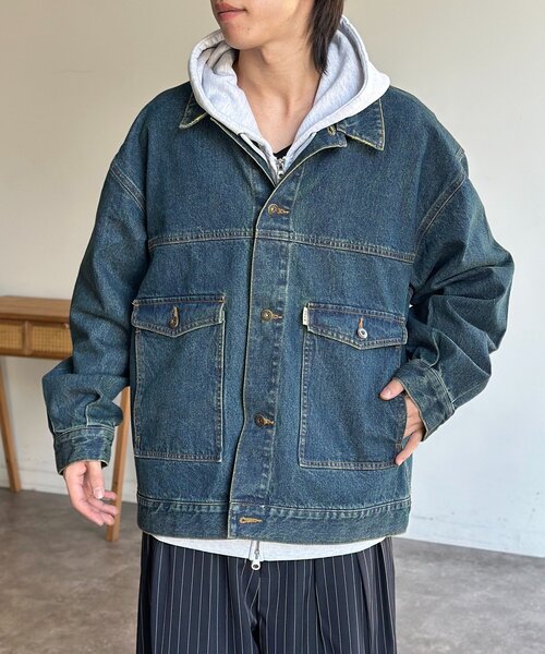 CPCM(シーピーシーエム)の「USAコットンデニムカバーオール(デニムジャケット・レディース・ブラック/アイボリー/ネイビー/ブルー・MEDIUM/LARGE)」の22枚目の写真