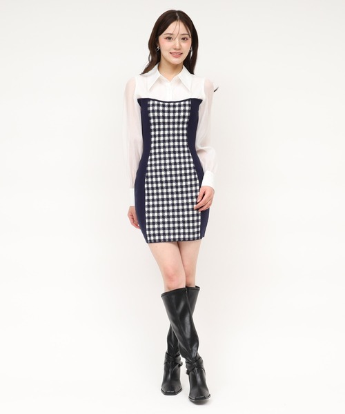 ROYAL PARTY(ロイヤルパーティー)の「シャツドッキングシェイプアップミニワンピース(ワンピース・レディース・ブラック/ネイビー/ベージュ・FREE)」の3枚目の写真