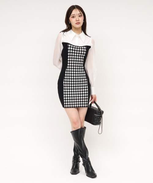 ROYAL PARTY(ロイヤルパーティー)の「シャツドッキングシェイプアップミニワンピース(ワンピース・レディース・ブラック/ネイビー/ベージュ・FREE)」の14枚目の写真