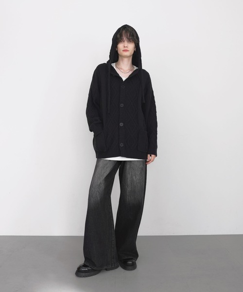 LILL(リル)の「ルーズシルエットケーブルスプリングニットパーカー(ニット/セーター・メンズ・ブラック/ダークブルー/チャコールグレー・M/S/XL/L)」の10枚目の写真