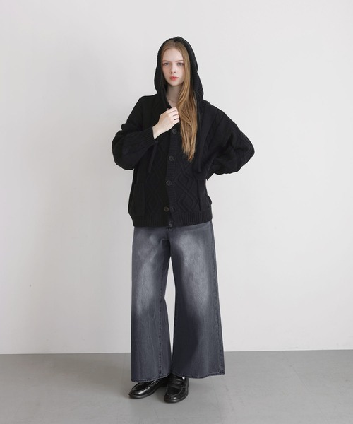 LILL(リル)の「ルーズシルエットケーブルスプリングニットパーカー(ニット/セーター・メンズ・ブラック/ダークブルー/チャコールグレー・M/S/XL/L)」の18枚目の写真