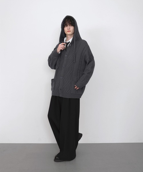 LILL ルーズシルエットケーブルスプリングニットパーカー　完売品 ルーズシルエットケーブルスプリングニットパーカー（ニット/セーター