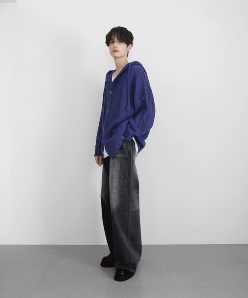 LILL ルーズシルエットケーブルスプリングニットパーカー　完売品 ルーズシルエットケーブルスプリングニットパーカー（ニット/セーター