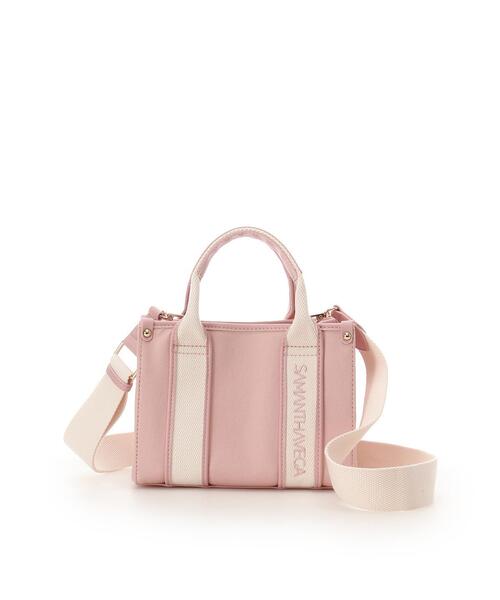 SAMANTHAVEGA（サマンサベガ）の「新色ロゴテープキャンバスショルダーバッグ（ミニ）（ショルダーバッグ・レディース・オフホワイト/ピンク/ブラック・FREE）」の3枚目の写真