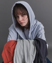 Confirm | Long-sleeved Shirt Hoodie / 長袖シャツパーカー フード付き ストライブ メンズ レディース ユニセックス(シャツ/ブラウス)