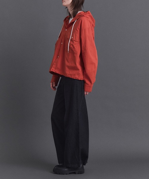 Confirm（コンファーム）の「Long-sleeved Shirt Hoodie / 長袖シャツパーカー フード付き ストライブ メンズ レディース ユニセックス（シャツ/ブラウス・メンズ・ブラック/チャコールグレー/ブルー/オレンジ・S/M/L）」の18枚目の写真