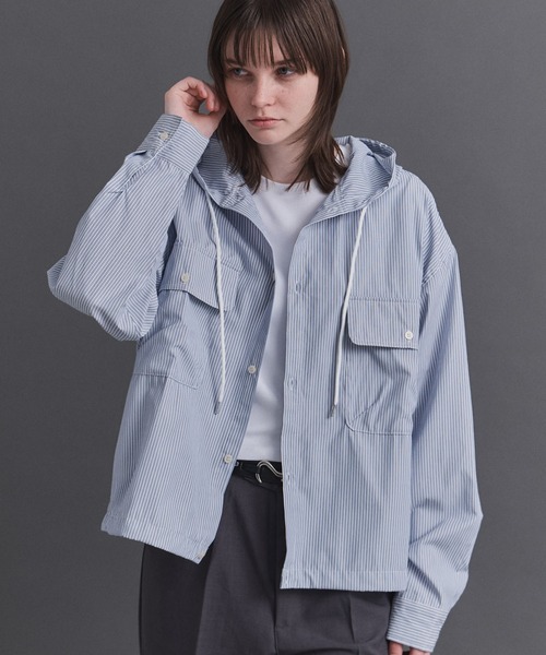 Confirm（コンファーム）の「Long-sleeved Shirt Hoodie / 長袖シャツパーカー フード付き ストライブ メンズ レディース ユニセックス（シャツ/ブラウス・メンズ・ブラック/チャコールグレー/ブルー/オレンジ・S/M/L）」の21枚目の写真