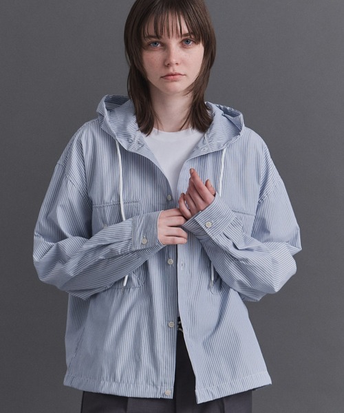 Confirm（コンファーム）の「Long-sleeved Shirt Hoodie / 長袖シャツパーカー フード付き ストライブ メンズ レディース ユニセックス（シャツ/ブラウス・メンズ・ブラック/チャコールグレー/ブルー/オレンジ・S/M/L）」の22枚目の写真