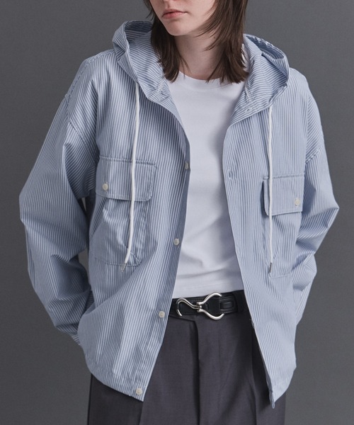 Confirm（コンファーム）の「Long-sleeved Shirt Hoodie / 長袖シャツパーカー フード付き ストライブ メンズ レディース ユニセックス（シャツ/ブラウス・メンズ・ブラック/チャコールグレー/ブルー/オレンジ・S/M/L）」の20枚目の写真