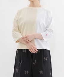 天竺バイカラー7分袖Tシャツ