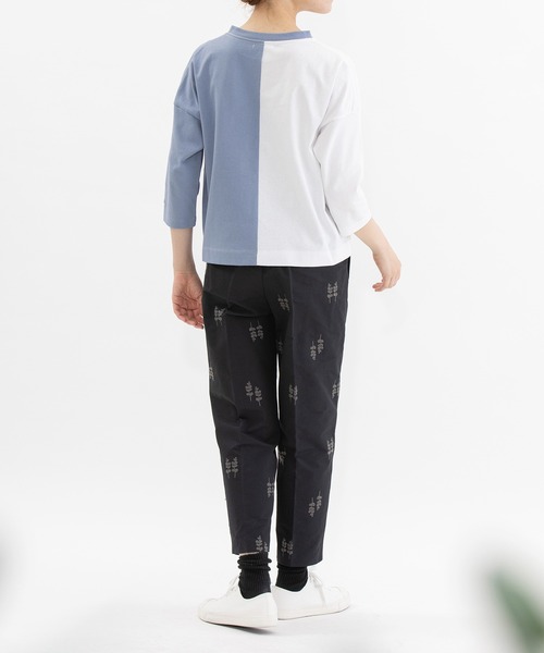 nop de nod(ノップドゥノッド)の「天竺バイカラー7分袖Tシャツ(Tシャツ/カットソー・レディース・キナリ/グレー/オフホワイト・3)」の6枚目の写真