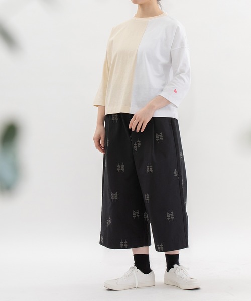 nop de nod(ノップドゥノッド)の「天竺バイカラー7分袖Tシャツ(Tシャツ/カットソー・レディース・キナリ/グレー/オフホワイト・3)」の17枚目の写真