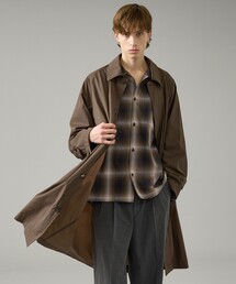 ABAHOUSE | クリスピーナイロン バルカラーコート / オーバーサイズ / 軽量 ストレッチ 撥水(ステンカラーコート)