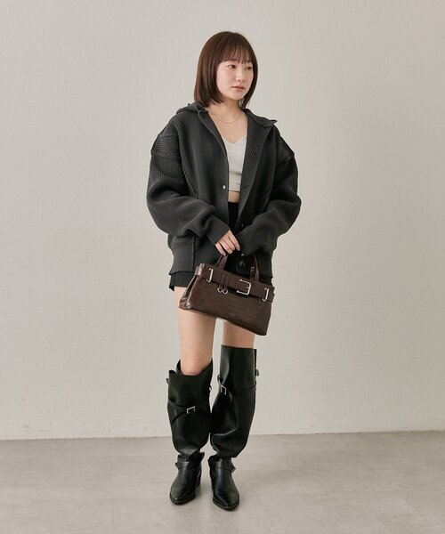 mline（エムライン）の「[mline]ビッグボタンカーディガン（カーディガン/ボレロ・レディース・ベージュ/チャコールグレー・FREE）」の10枚目の写真