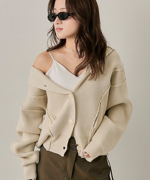 mline（エムライン）の「[mline]ビッグボタンカーディガン（カーディガン/ボレロ・レディース・ベージュ/チャコールグレー・FREE）」の21枚目の写真