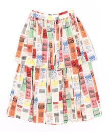 TRAVEL PRINT ティアードギャザースカート