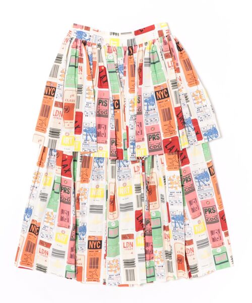 Vivienne Westwood(ヴィヴィアンウエストウッド)の「TRAVEL PRINT ティアードギャザースカート(スカート・レディース・ホワイト系その他・FREE)」の1枚目の写真