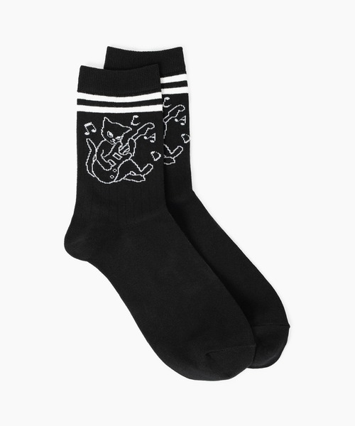 LAD MUSICIAN（ラッドミュージシャン）の「GUITAR CAT RIB SOCKS（ソックス/靴下・メンズ・グレー系/ブラック×グレー/ホワイト×ブラック/ブラック×ホワイト・ONE SIZE）」の3枚目の写真