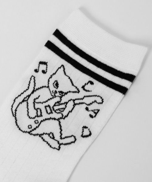LAD MUSICIAN（ラッドミュージシャン）の「GUITAR CAT RIB SOCKS（ソックス/靴下・メンズ・グレー系/ブラック×グレー/ホワイト×ブラック/ブラック×ホワイト・ONE SIZE）」の5枚目の写真