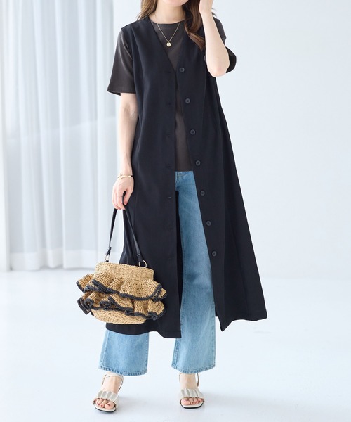 alotta（アロッタ）の「大人上品フレアジレワンピース（ジャンパースカート・レディース・ブラック/ダークグレー・M/L/LL）」の19枚目の写真