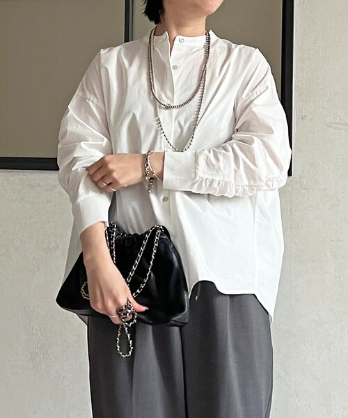 un dix cors(アンディコール)の「バックギャザーシャツ(シャツ/ブラウス・レディース・ネイビー/グレー/オフホワイト/サックスブルー・FREE)」の8枚目の写真