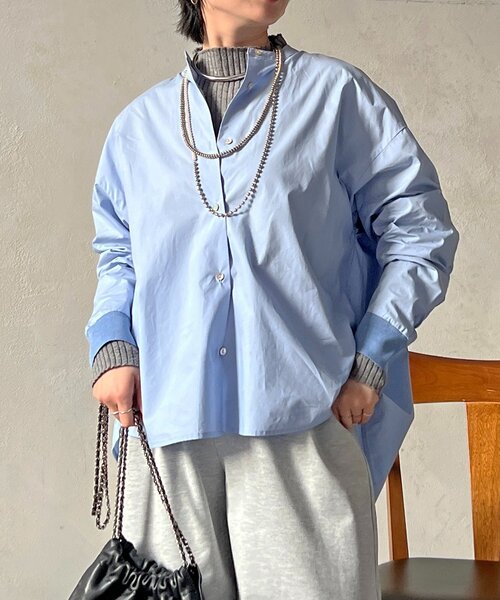 un dix cors(アンディコール)の「バックギャザーシャツ(シャツ/ブラウス・レディース・ネイビー/グレー/オフホワイト/サックスブルー・FREE)」の15枚目の写真