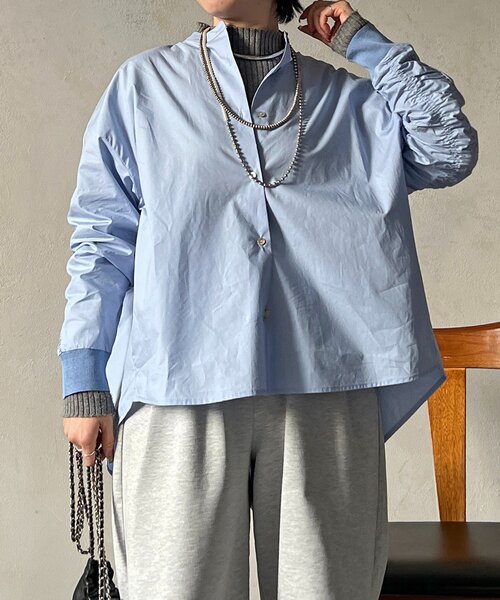 un dix cors(アンディコール)の「バックギャザーシャツ(シャツ/ブラウス・レディース・ネイビー/グレー/オフホワイト/サックスブルー・FREE)」の13枚目の写真