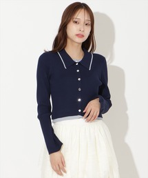 AND COUTURE（アンドクチュール）の「襟付きレイヤード風カーディガン（カーディガン/ボレロ）」