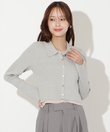 AND COUTURE（アンドクチュール）の「襟付きレイヤード風カーディガン（カーディガン/ボレロ）」