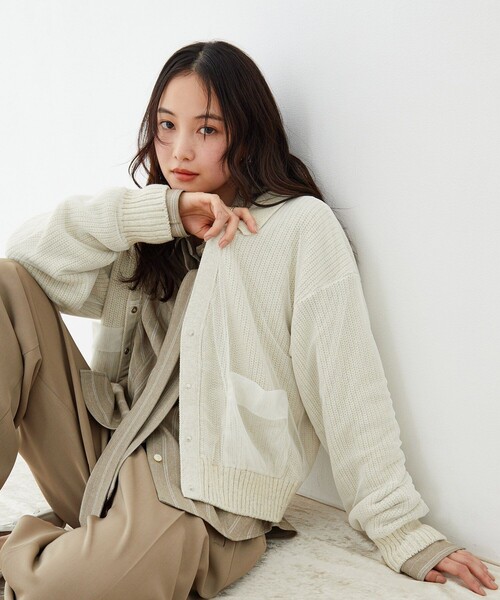 UNITED TOKYO(ユナイテッドトウキョウ)の「【新作】カバーチュールカーディガン|軽羽織/ニットカーデ/レイヤード/冬服/春服(カーディガン/ボレロ・レディース・グレー/ピンク/アイボリー・FREE)」の1枚目の写真