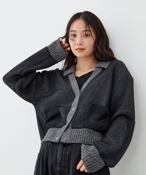 UNITED TOKYO(ユナイテッドトウキョウ)の「【新作】カバーチュールカーディガン|軽羽織/ニットカーデ/レイヤード/冬服/春服(カーディガン/ボレロ・レディース・グレー/ピンク/アイボリー・FREE)」の2枚目の写真