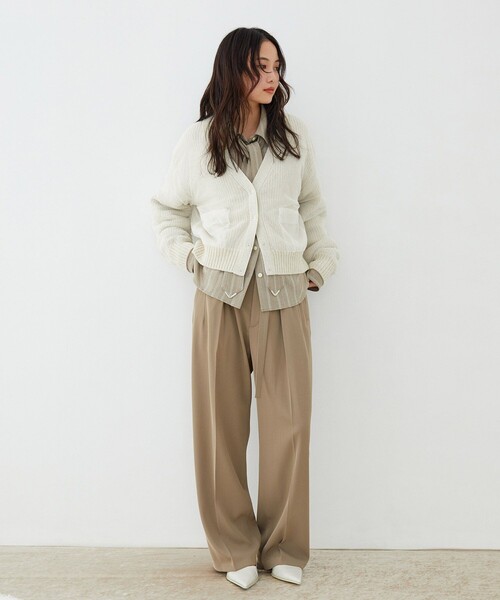 UNITED TOKYO(ユナイテッドトウキョウ)の「【新作】カバーチュールカーディガン|軽羽織/ニットカーデ/レイヤード/冬服/春服(カーディガン/ボレロ・レディース・グレー/ピンク/アイボリー・FREE)」の12枚目の写真