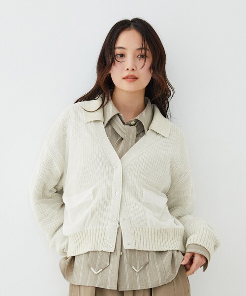 UNITED TOKYO(ユナイテッドトウキョウ)の「【新作】カバーチュールカーディガン|軽羽織/ニットカーデ/レイヤード/冬服/春服(カーディガン/ボレロ・レディース・グレー/ピンク/アイボリー・FREE)」の14枚目の写真