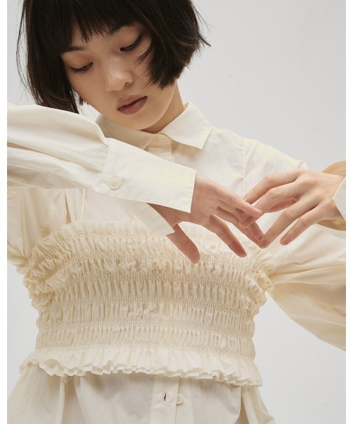 TODAYFUL（トゥデイフル）の「Shirring Bustier Layered Shirts（シャツ/ブラウス・レディース・セージグリーン/キナリ・FREE）」の10枚目の写真