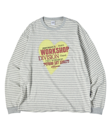 TRAVEL（トラベル）の「スプレーハートストライプロングスリーブアイボリー（Tシャツ/カットソー）」