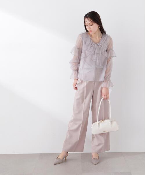 PROPORTION BODY DRESSING（プロポーションボディドレッシング）の「サイドリボンタックパンツ / 1216130306（その他パンツ・レディース・ベージュ/ブルー・MEDIUM/P/S）」の4枚目の写真