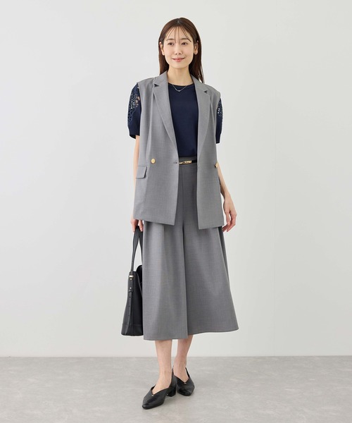 ROPE' PICNIC（ロペピクニック）の「カナパ スリーブレスジレ/セットアップ対応・UV・抗菌防臭・接触冷感（ベスト・レディース・ベージュ/ネイビー/ダークブラウン/グレー・FREE）」の9枚目の写真