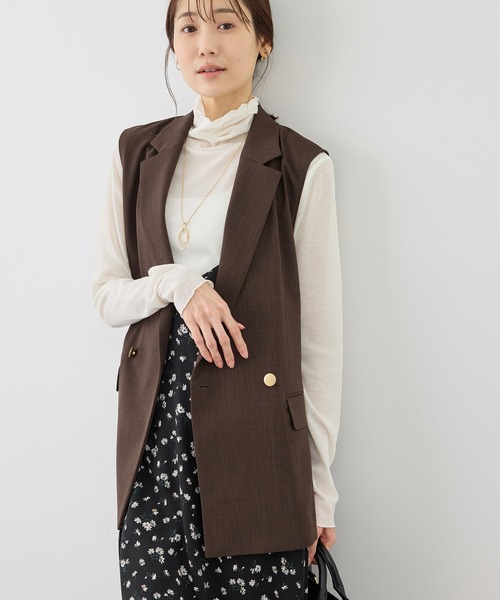 ROPE' PICNIC（ロペピクニック）の「カナパ スリーブレスジレ/セットアップ対応・UV・抗菌防臭・接触冷感（ベスト・レディース・ベージュ/ネイビー/ダークブラウン/グレー・FREE）」の20枚目の写真