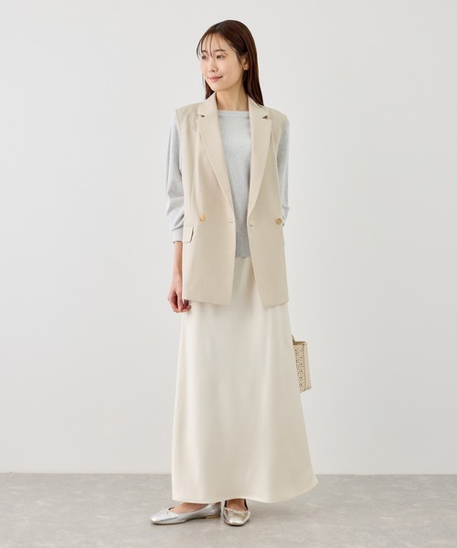 ROPE' PICNIC（ロペピクニック）の「カナパ スリーブレスジレ/セットアップ対応・UV・抗菌防臭・接触冷感（ベスト・レディース・ベージュ/ネイビー/ダークブラウン/グレー・FREE）」の21枚目の写真