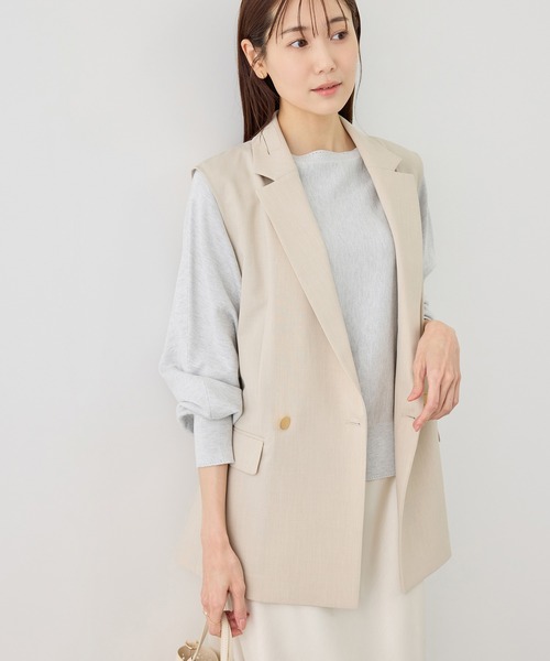 ROPE' PICNIC（ロペピクニック）の「カナパ スリーブレスジレ/セットアップ対応・UV・抗菌防臭・接触冷感（ベスト・レディース・ベージュ/ネイビー/ダークブラウン/グレー・FREE）」の13枚目の写真