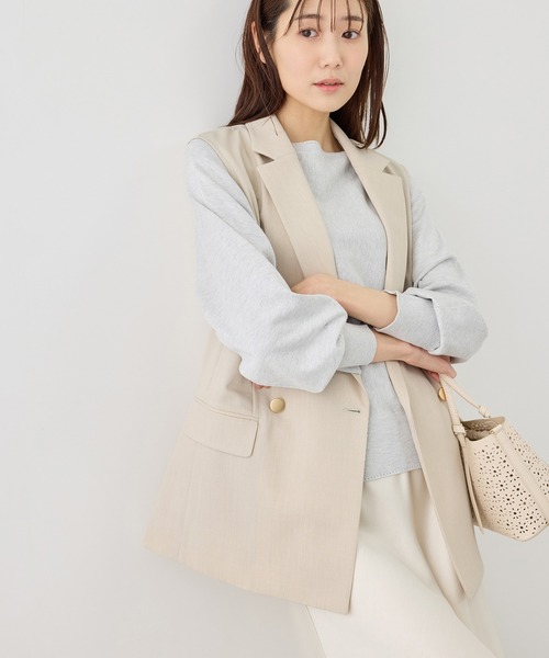 ROPE' PICNIC（ロペピクニック）の「カナパ スリーブレスジレ/セットアップ対応・UV・抗菌防臭・接触冷感（ベスト・レディース・ベージュ/ネイビー/ダークブラウン/グレー・FREE）」の14枚目の写真