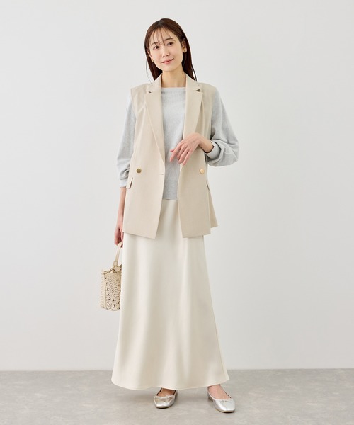 ROPE' PICNIC（ロペピクニック）の「カナパ スリーブレスジレ/セットアップ対応・UV・抗菌防臭・接触冷感（ベスト・レディース・ベージュ/ネイビー/ダークブラウン/グレー・FREE）」の22枚目の写真