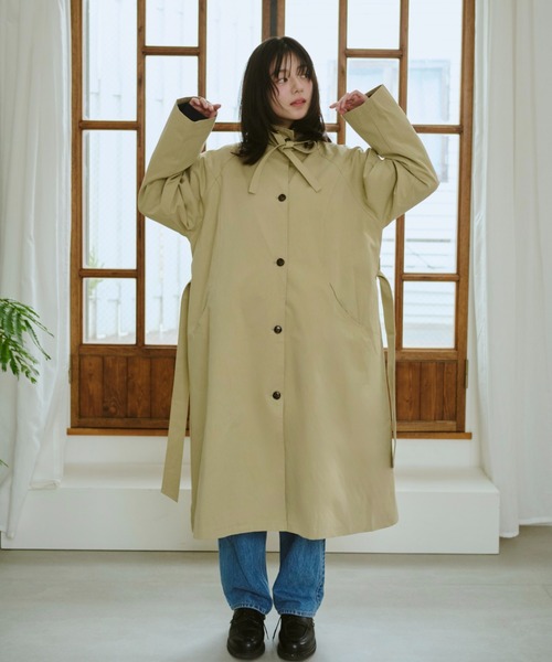 BROKEN BASE(ブロークンベース)の「Stand-Neck Trench Coat(トレンチコート・メンズ・ベージュ/チャコール・フリー)」の16枚目の写真