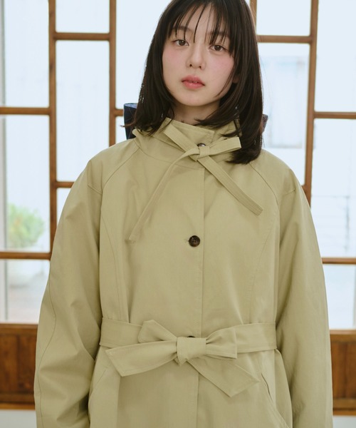 BROKEN BASE(ブロークンベース)の「Stand-Neck Trench Coat(トレンチコート・メンズ・ベージュ/チャコール・フリー)」の7枚目の写真
