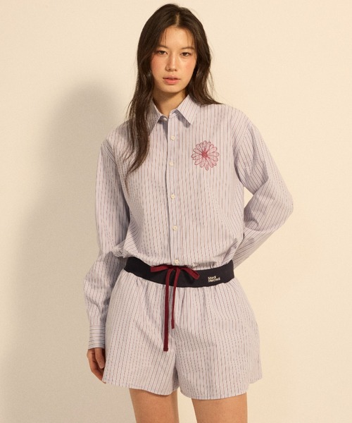 Mardi Mercredi(マルディメクルディ)の「COTTON SHORTS STRIPE CONTRAST WAISTBAND / コットン ショーツ ストライプ コントラスト ウエストバンド(その他パンツ・レディース・ピンク/ブルー・FREE)」の3枚目の写真