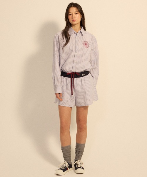 Mardi Mercredi(マルディメクルディ)の「COTTON SHORTS STRIPE CONTRAST WAISTBAND / コットン ショーツ ストライプ コントラスト ウエストバンド(その他パンツ・レディース・ピンク/ブルー・FREE)」の4枚目の写真
