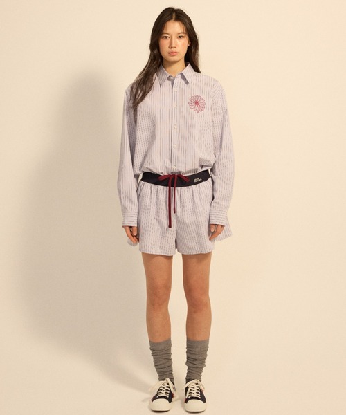 Mardi Mercredi(マルディメクルディ)の「COTTON SHORTS STRIPE CONTRAST WAISTBAND / コットン ショーツ ストライプ コントラスト ウエストバンド(その他パンツ・レディース・ピンク/ブルー・FREE)」の5枚目の写真